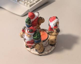 Vintage Ceramic Santa Claus Votive Candle Holder