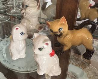 Vintage Ceramic Cat Figurines - Siamese and Companion Cats