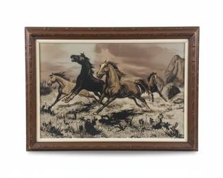Henri LeRoy "Spirited Horses" Lithograph Print