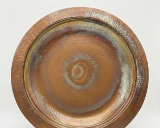 Vintage Arts and Crafts Hammered Copper Charger Plate