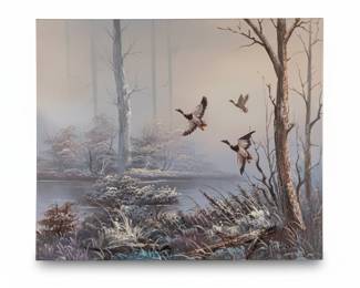 Original Oil Painting of Ducks in Marsh by Reynolds
