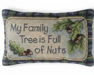 My Family Tree is Full of Nuts Hooked Wool Pillow