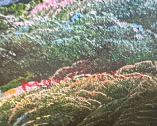 R. Boren Landscape Oil Painting with Waterfall and Mountains