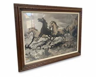 Henri LeRoy "Spirited Horses" Lithograph Print