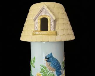 Ceramic Bluebird Birdhouse Cookie Jar