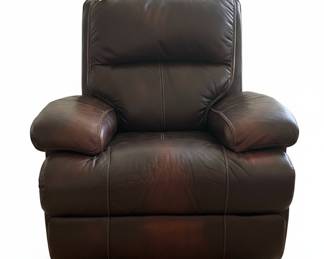 Brown Leather Dual Reclining Loveseat with Console