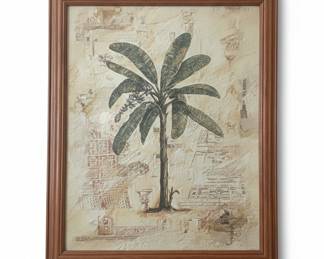 Banana Palm Tree Art Print on Vintage Book Page Botanical