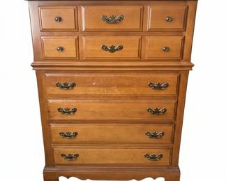 Vintage Flanders Maple Wood Dresser and Chest of Drawers Set