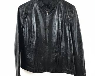 White Lace Top and Black Faux Leather Jacket Set