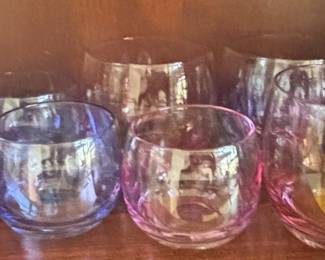 Assorted Glassware Collection including Brandy Snifters, Martini Glasses, Shot Glasses, Tumblers, and Crystal Creamer & Sugar Set