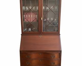 Maddox Mahogany Secretary Desk with Display Cabinet