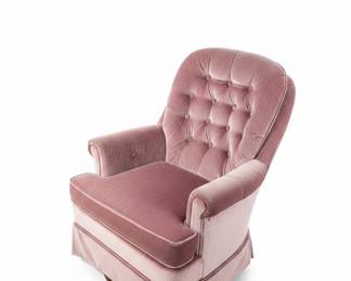 Vintage Pink Tufted Velvet Swivel Lounge Chair