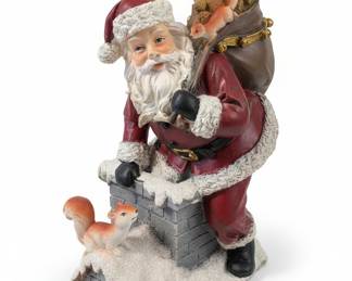 Santa Claus with Squirrel and Teddy Bear Figurine