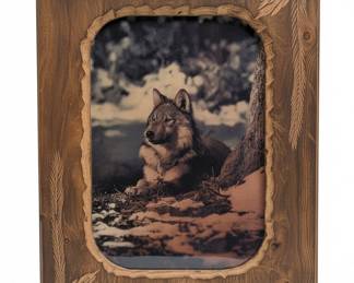 Big Sky Carvers Grey Wolf Wood Frame Wall Art