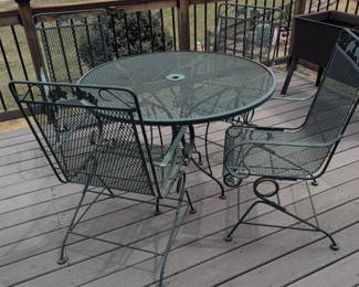 Vintage Wrought Iron Patio Dining Set by Woodard
