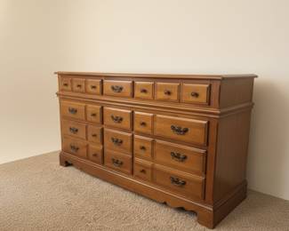 Vintage Flanders Maple Wood Dresser and Chest of Drawers Set