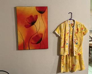 Vintage 1960 - 1970’s Bright yellow dress with jacket.