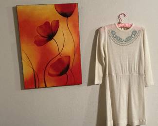 Vintage 1970’s Beige wool knit mini dress.