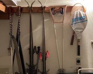 Vintage Skies and Poles , Vintage Tennis Racket 