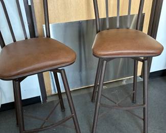 Swivel bar stools with leather seats (2)