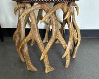 Faux Antler stool with leather seat