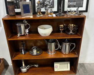 Bookshelf with Pewter accessories and Ricker Pewter figurines