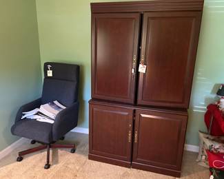 Armoire, office chair
