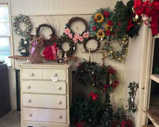 white chest, wreaths