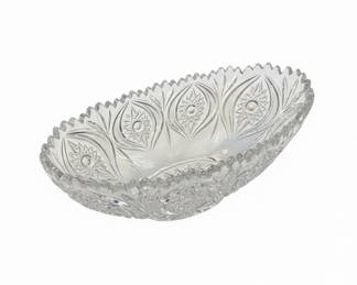 Cut Crystal Oval Serving Bowl - American Brilliant Cut Glass