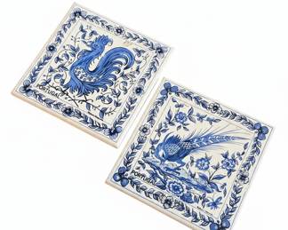 Rústica Portugal Rooster and Bird Decorative Tiles