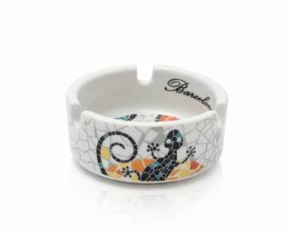 Barcelona Ceramic Ashtray with Lizard Motif - Ole Mosaic