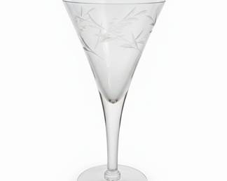 Etched Floral Martini Glasses Set of 10 of various sizes