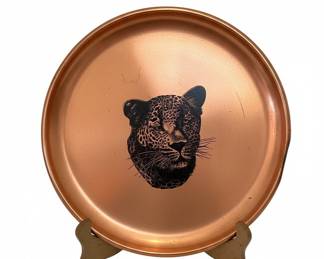 Copper Serving Tray with Leopard Graphic