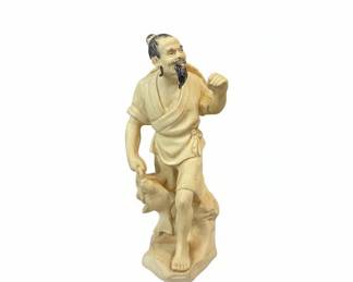 Vintage Resin Asian Fisherman Figurine