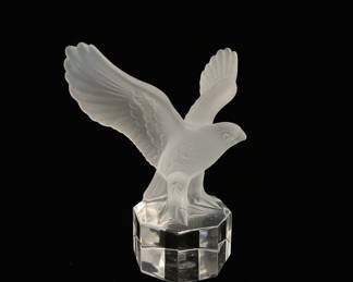 Cristal d'Arques Glass Eagle Sculpture on Octagonal Base