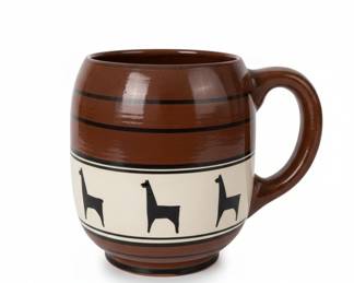 Hand-Painted Ceramic Mug with Llama Motif - Mexican Pottery