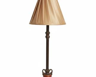 Vintage Table Lamp with Pleated Fabric Shade