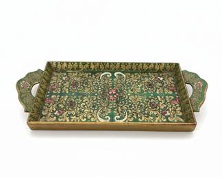 Vintage Hand-Painted Papier-Mâché Serving Tray