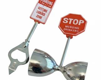 Novelty Barware Set with Traffic Sign Theme