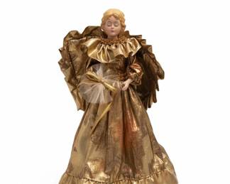 Vintage Angel Figurine with Gold Fabric Dress