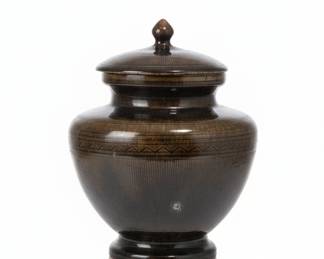 Large Ceramic Jar with Lid - Oriental Accent