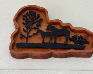 3D Layered Wood Horse Silhouette Wall Art