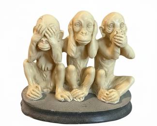 Vintage Resin Three Wise Monkeys Figurine