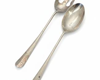 Godinger Queen Anne Serving Spoon and Fork Set - Nickel Plated, tarnish resistant 