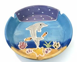 Herzfeld's Ceramic Ashtray with Dolphin and Fish Motif