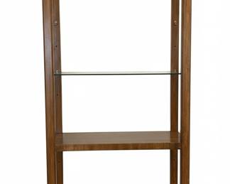 Vintage Mid-Century Modern Oak Frame and Glass Etagere Display Shelf