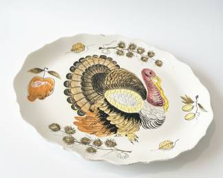 Vintage 1970 Thanksgiving Turkey Platter made in Italy