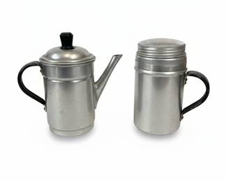 Kromex Aluminum Coffee Percolator and Sugar Dispenser Set