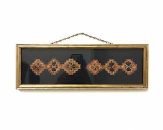 Framed Geometric Cross-Stitch Tapestry