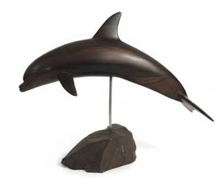 Hand Carved Ironwood Dolphin Sculpture